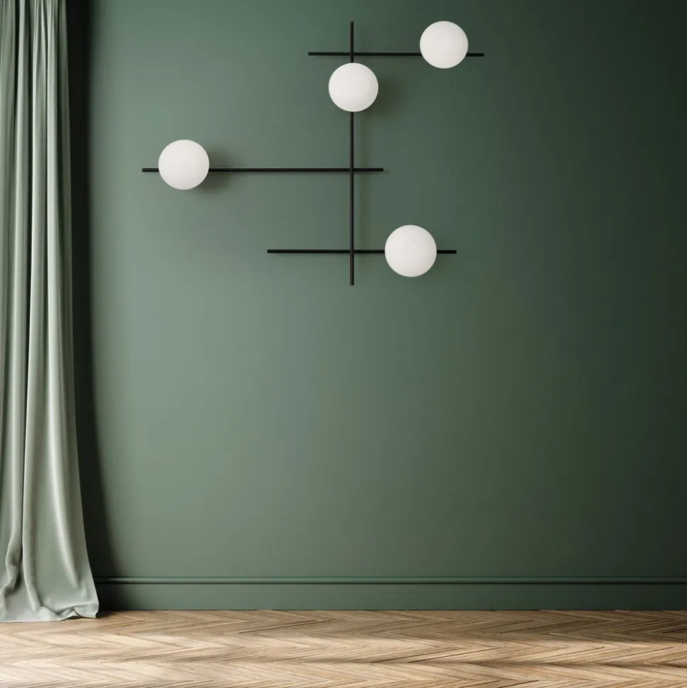 Mikado væglampe, mælkehvidt glas, 4 lyskilder