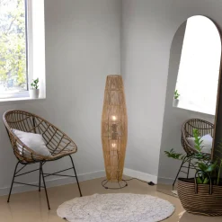 Miki gulvlampe, brun, højde 103 cm, papir