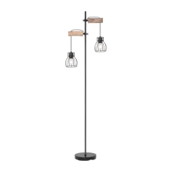 Mina gulvlampe, sort/brun, højde 168 cm, metal/træ