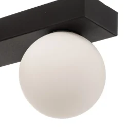 Mini loftlampe til bad, 3 lyskilder, sort, glas/metal