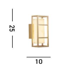 Mirage LED-væglampe, højde 25 cm, guld, stål, IP44