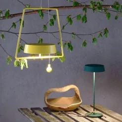 Miram LED-hængelampe med batteri, kan dæmpes, gul