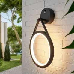 Mirco udendørs LED-væglampe med sensor, ringformet