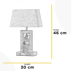 Miriel bordlampe, højde 46 cm, tekstil, træ