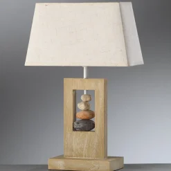 Miriel bordlampe, højde 46 cm, tekstil, træ