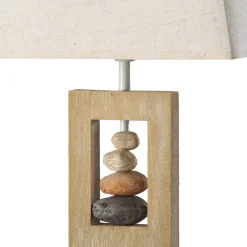Miriel bordlampe, højde 46 cm, tekstil, træ