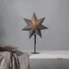 Mixa stående stjerne, metal/papir sort/mørkegrå