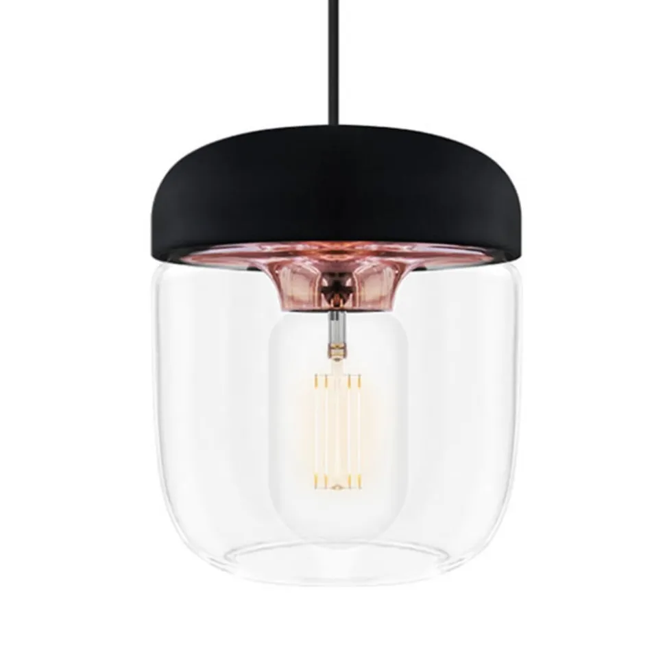 Moderne pendellampe Acorn, sort og kobber
