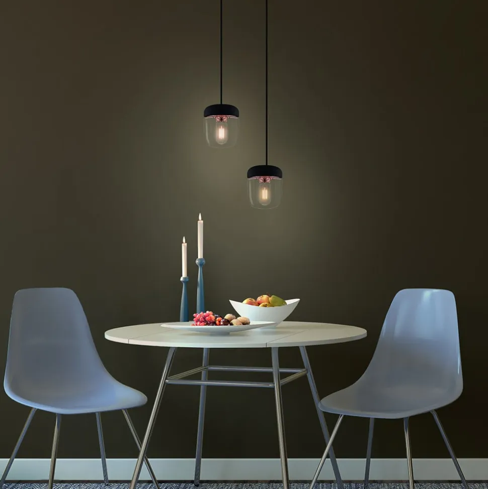 Moderne pendellampe Acorn, sort og kobber