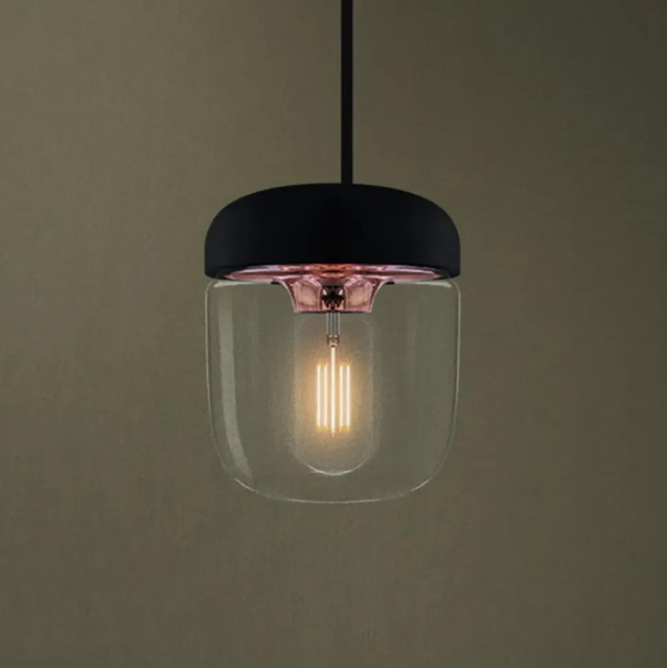 Moderne pendellampe Acorn, sort og kobber