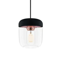 Moderne pendellampe Acorn, sort og kobber