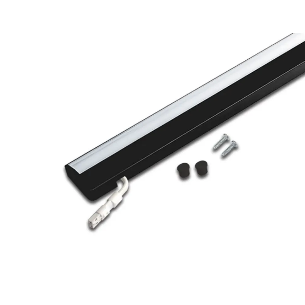 ModuLite F LED-underskabsbelysning, sort, 45 cm, 3.000 K, aluminium