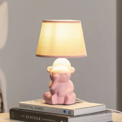 Monkey bordlampe, pink, keramik, 28 cm høj, E14