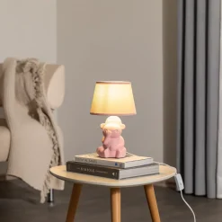 Monkey bordlampe, pink, keramik, 28 cm høj, E14