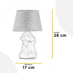 Monkey bordlampe, pink, keramik, 28 cm høj, E14