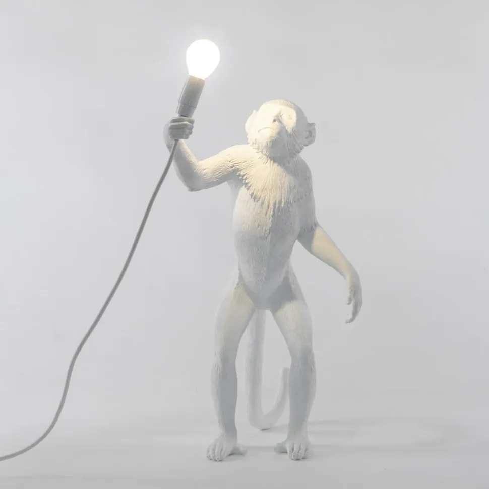 Monkey Lamp deko LED-bordlampe, hvid, stående