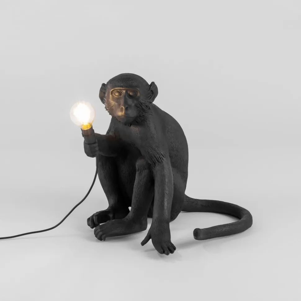 Monkey Lamp deko LED-terrasselampe, siddende, sort