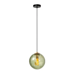 Monsaraz pendellampe, grøn, Ø 25 cm, glas, 1 lyskilde