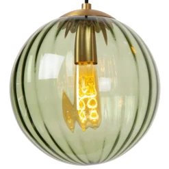 Monsaraz pendellampe, grøn, Ø 25 cm, glas, 1 lyskilde