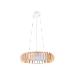 Monte LED hængelampe, Ø 60 cm, lyst træ, træ, CCT