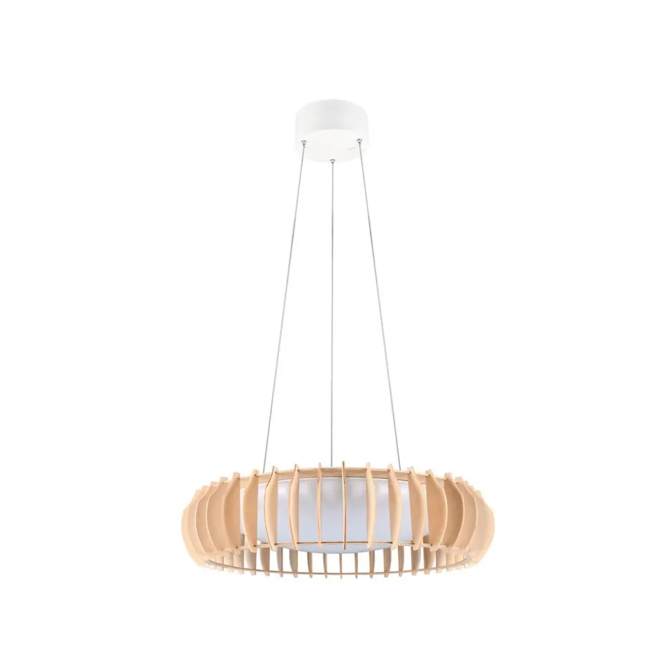 Monte LED hængelampe, Ø 60 cm, lyst træ, træ, CCT