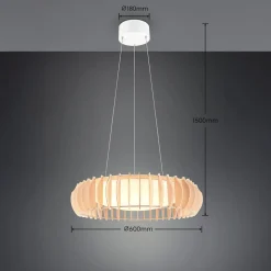 Monte LED hængelampe, Ø 60 cm, lyst træ, træ, CCT