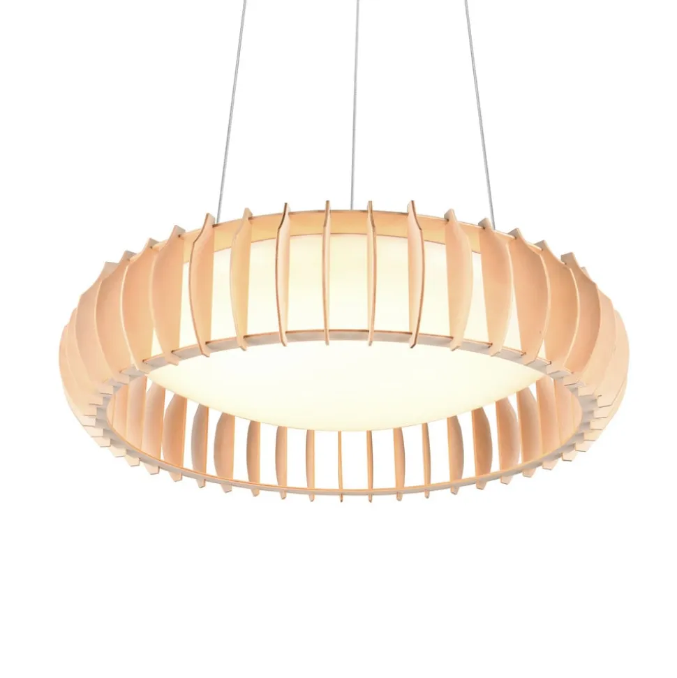 Monte LED hængelampe, Ø 60 cm, lyst træ, træ, CCT