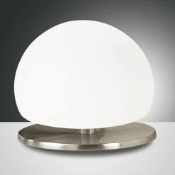 Morgana bordlampe, nikkel/hvid, touchdæmper, 3.000 K