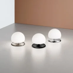 Morgana bordlampe, nikkel/hvid, touchdæmper, 3.000 K