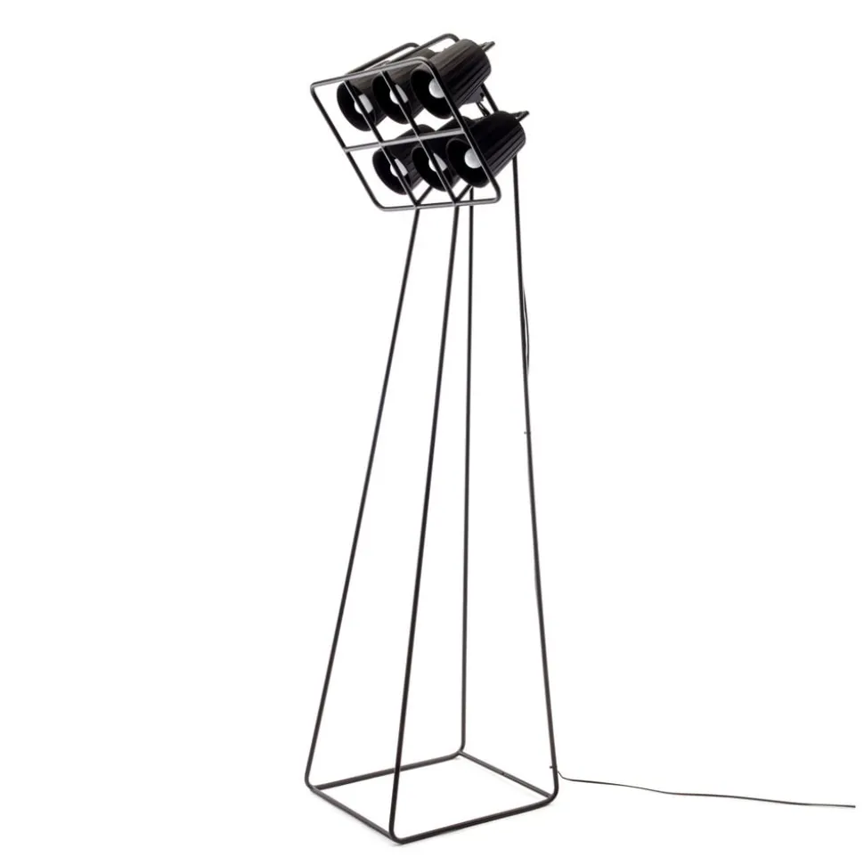 Multilamp gulvlampe, 6 lyskilder, sort