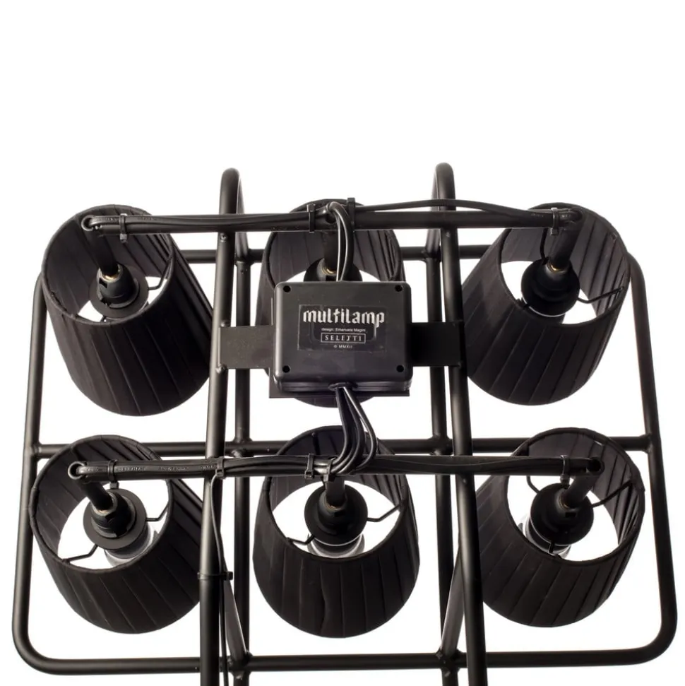Multilamp gulvlampe, 6 lyskilder, sort