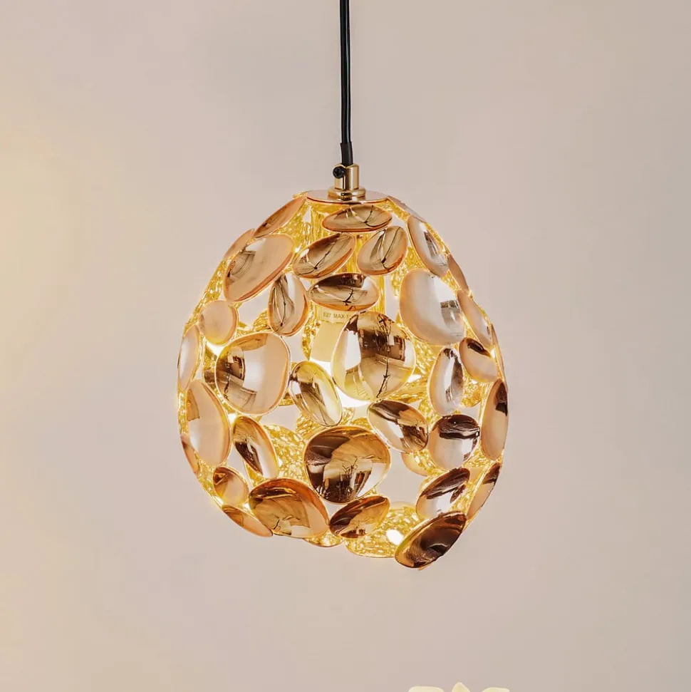 Narisa LED-pendel Ø 18 cm rosaguld/brun
