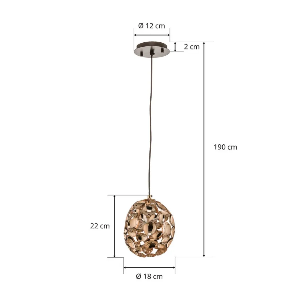 Narisa LED-pendel Ø 18 cm rosaguld/brun