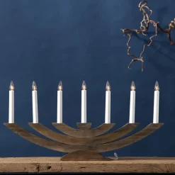 Navida vinduesstage, træ, 7 lyskilder, brun