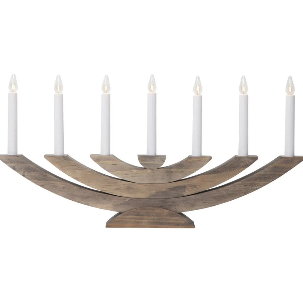 Navida vinduesstage, træ, 7 lyskilder, brun