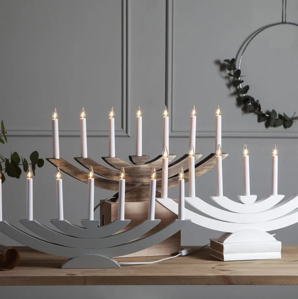 Navida vinduesstage, træ, 7 lyskilder, brun