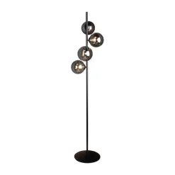 Neptun gulvlampe med røgglaskugler, sort