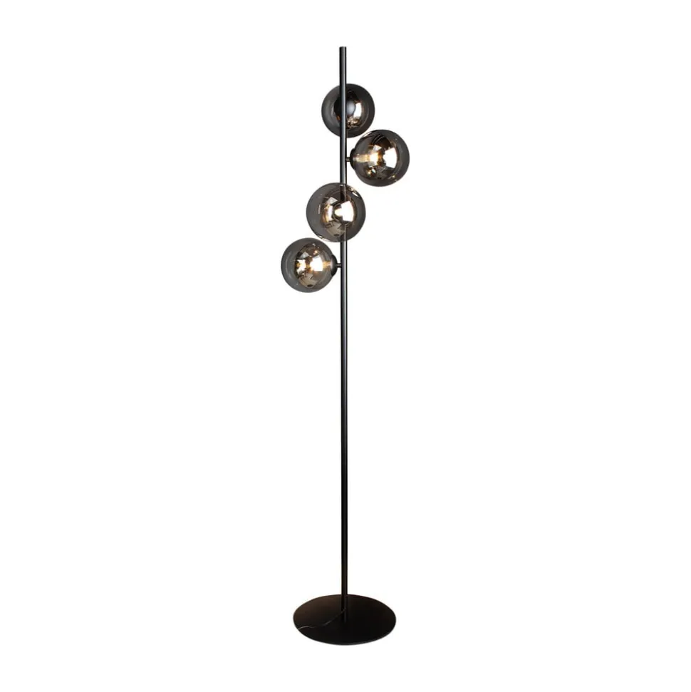 Neptun gulvlampe med røgglaskugler, sort