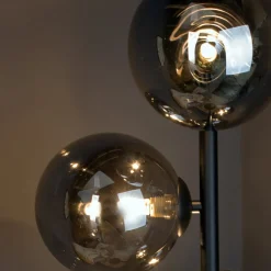 Neptun gulvlampe med røgglaskugler, sort
