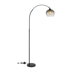 Newcastle gulvlampe, højde 196 cm, sort mat/røggrå