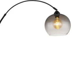Newcastle gulvlampe, højde 196 cm, sort mat/røggrå