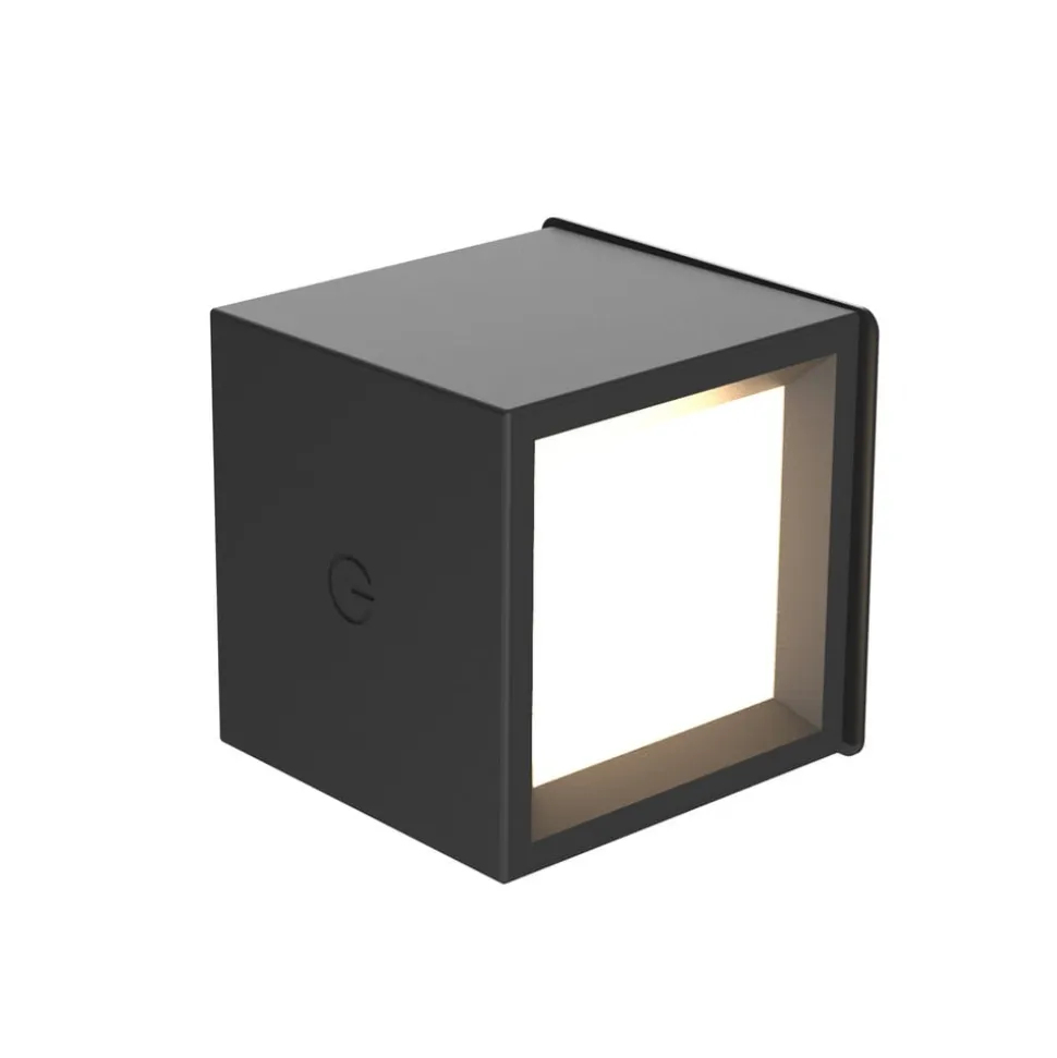 Newgarden LED-væglampe Box 8, sort, 7,5x7,5cm