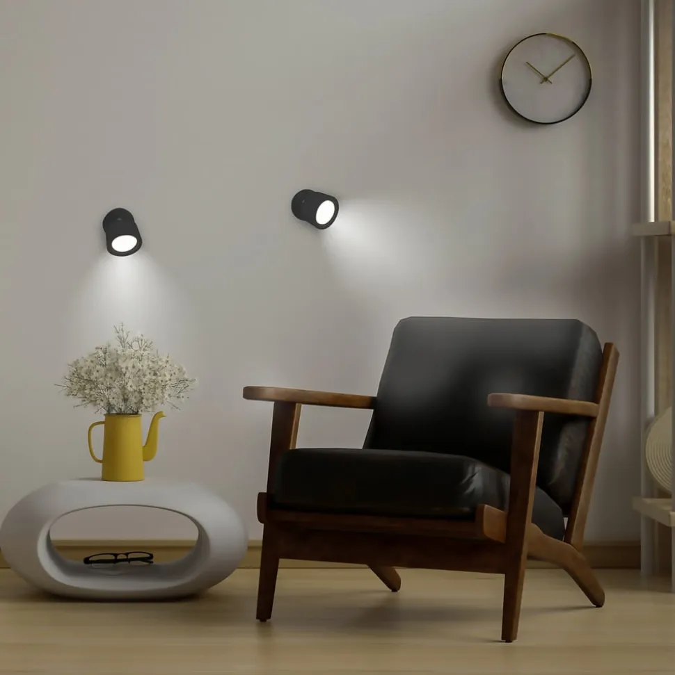 Newgarden LED-væglampe Roll 8, sort, drejelig