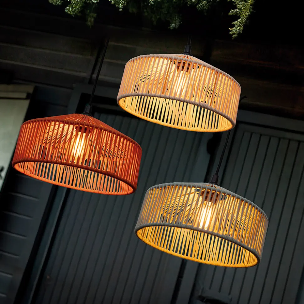Newgarden pendellampe Calabardina, hvid, reb, Ø30cm, IP44