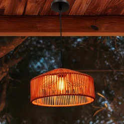 Newgarden pendellampe Calabardina, brun, reb, Ø30cm, IP44