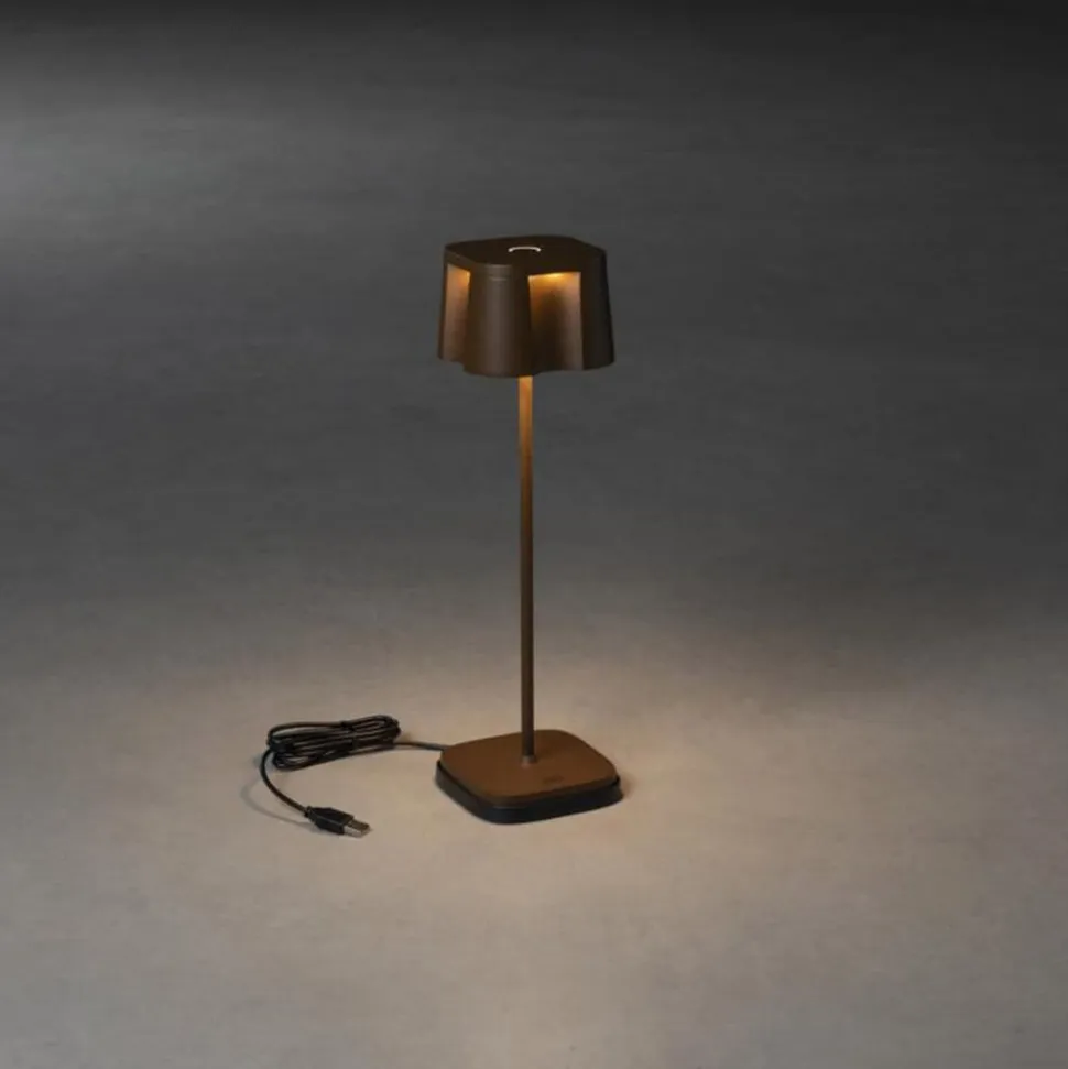 Nice LED-dekorationslampe, USB-ladeport, rust