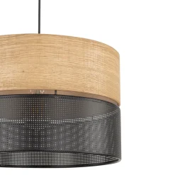 Nicol hængelampe, sort/træ-effekt, Ø 38 cm, 1-lys, 1 x E27