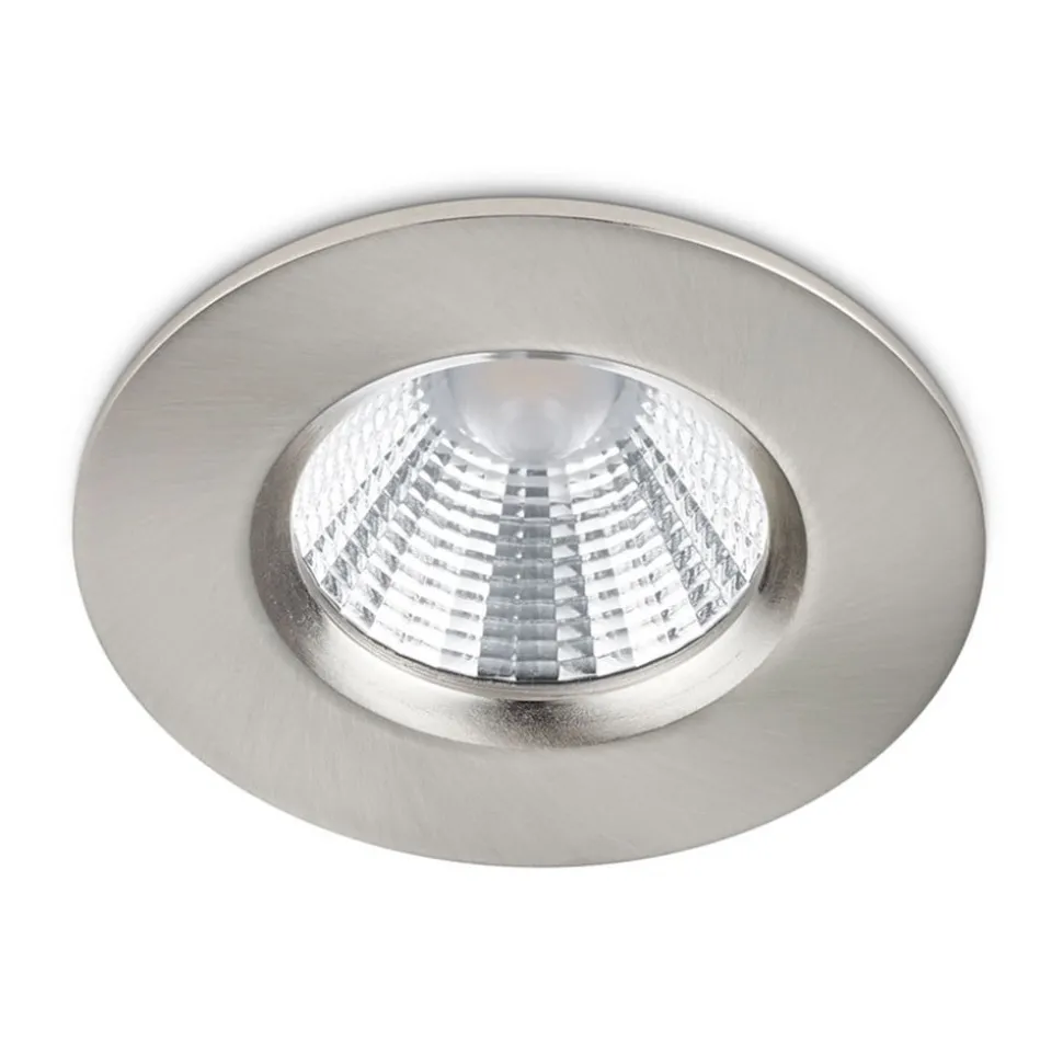 Nikkelfarvet LED-indbygningsspot Zagros, IP65