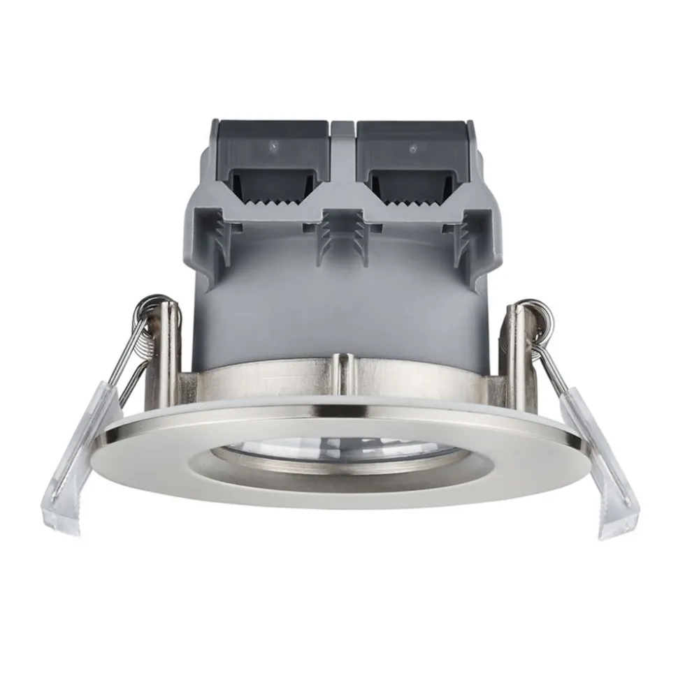 Nikkelfarvet LED-indbygningsspot Zagros, IP65