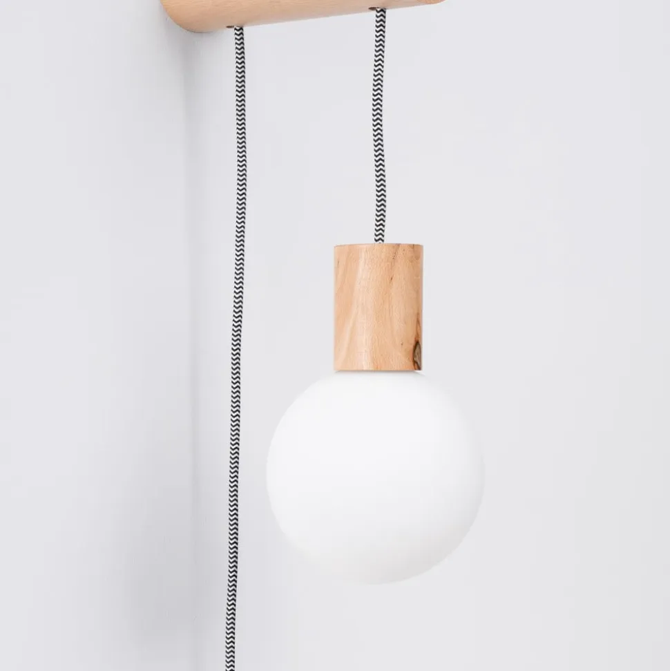 Nimbi væglampe, lyst træ, højde 67 cm, træ/glas